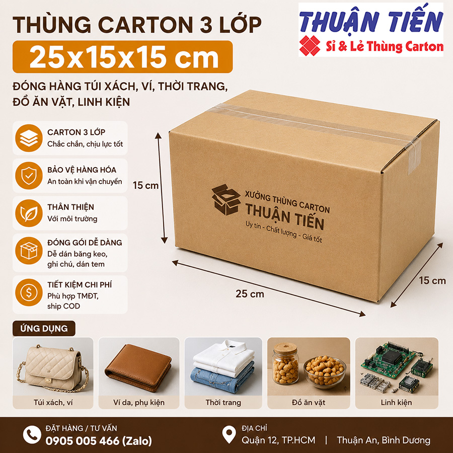 Thùng carton ship COD 25x15x15